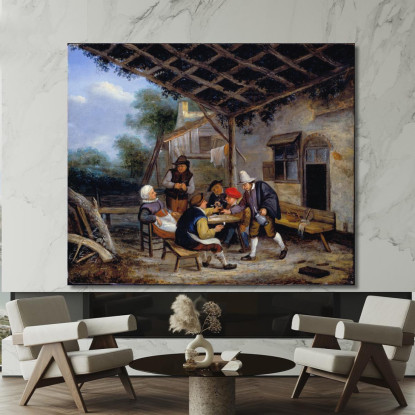 Contadini Che Bevono Adriaen van Ostade avo38 quadro stampato su tela