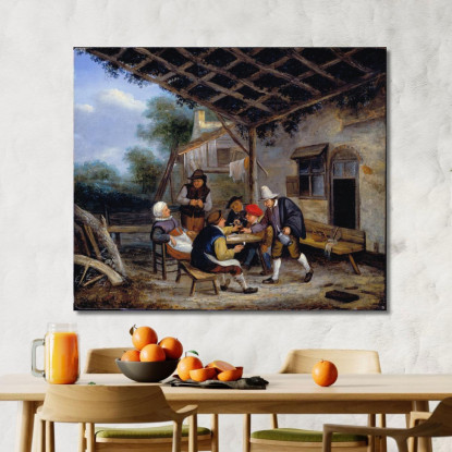 Contadini Che Bevono Adriaen van Ostade avo38 quadro stampato su tela