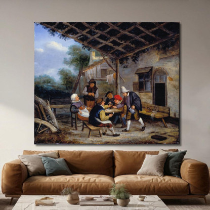 Contadini Che Bevono Adriaen van Ostade avo38 quadro stampato su tela