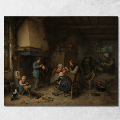 Contadini In Un Interno Adriaen van Ostade avo39 quadro stampato su tela
