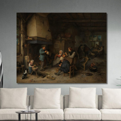 Contadini In Un Interno Adriaen van Ostade avo39 quadro stampato su tela