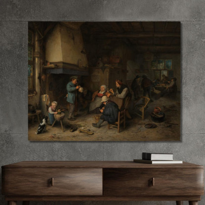 Contadini In Un Interno Adriaen van Ostade avo39 quadro stampato su tela