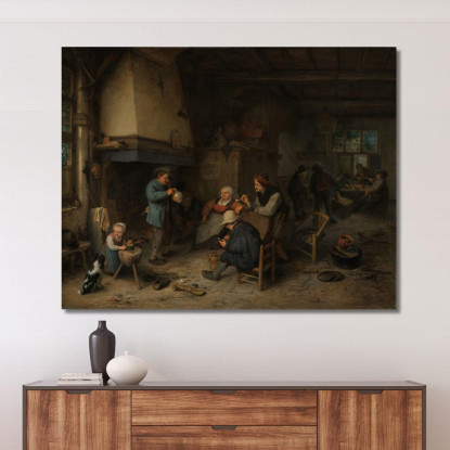 Contadini In Un Interno Adriaen van Ostade avo39 quadro stampato su tela