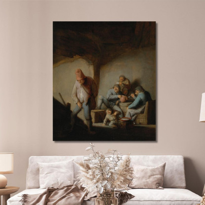 Contadini Nell'Interno Di Una Locanda Adriaen van Ostade avo40 quadro stampato su tela