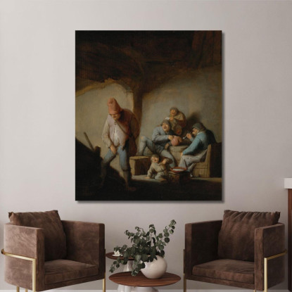 Contadini Nell'Interno Di Una Locanda Adriaen van Ostade avo40 quadro stampato su tela