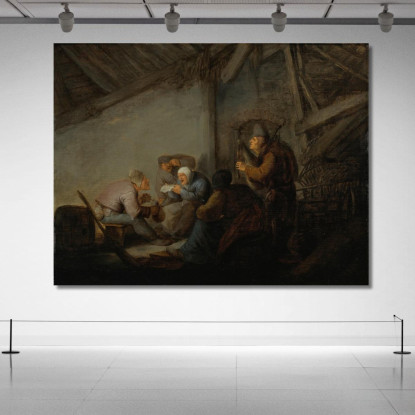 Contadini In Una Taverna Possibilmente Una Rappresentazione Del Senso Dell'Udito Adriaen van Ostade avo41 quadro stampato su te