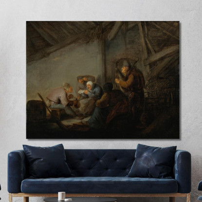 Contadini In Una Taverna Possibilmente Una Rappresentazione Del Senso Dell'Udito Adriaen van Ostade avo41 quadro stampato su te