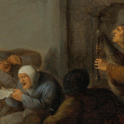 Contadini In Una Taverna Possibilmente Una Rappresentazione Del Senso Dell'Udito Adriaen van Ostade avo41 quadro stampato su te