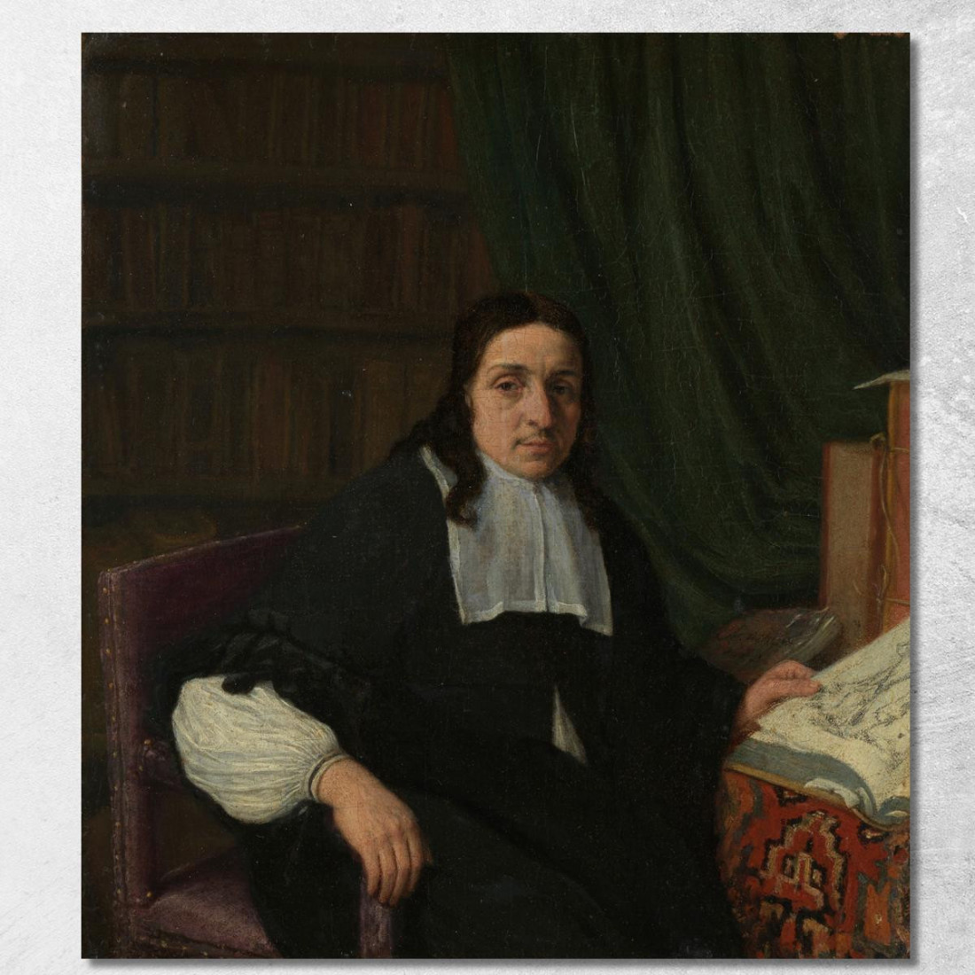 Ritratto Di Un Collezionista Possibilmente Constantijn Sennepart (1625-1703) Adriaen van Ostade avo43 quadro stampato su tela