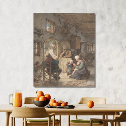 Lettura Delle Notizie Al Cottage Dei Tessitori Adriaen van Ostade avo44 quadro stampato su tela