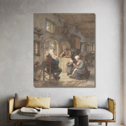 Lettura Delle Notizie Al Cottage Dei Tessitori Adriaen van Ostade avo44 quadro stampato su tela