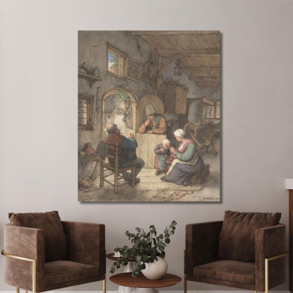Lettura Delle Notizie Al Cottage Dei Tessitori Adriaen van Ostade avo44 quadro stampato su tela