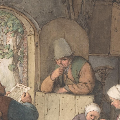 Lettura Delle Notizie Al Cottage Dei Tessitori Adriaen van Ostade avo44 quadro stampato su tela