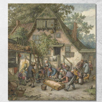 Scuoiatura Del Maiale Adriaen van Ostade avo45 quadro stampato su tela