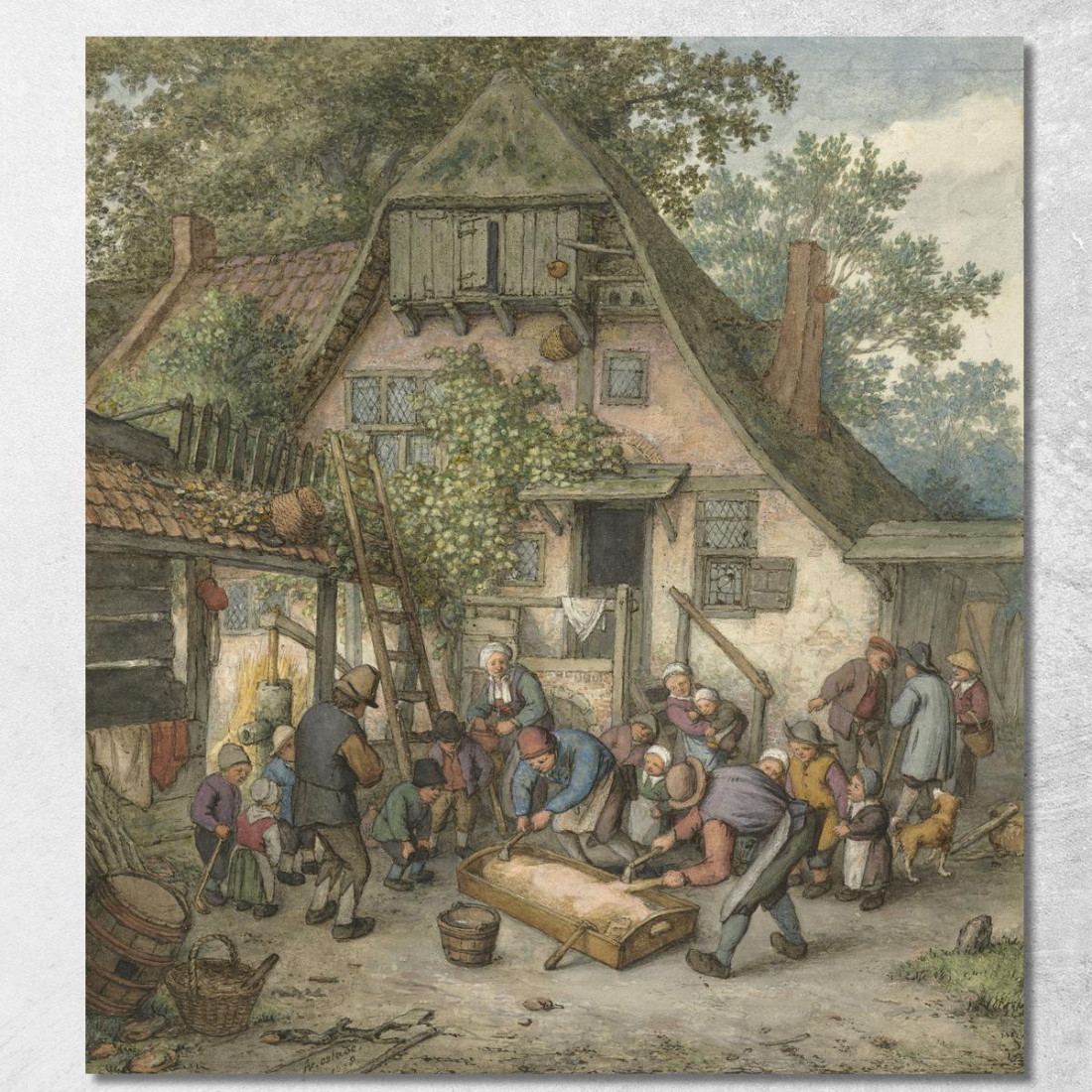 Scuoiatura Del Maiale Adriaen van Ostade avo45 quadro stampato su tela