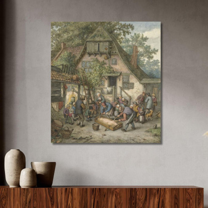 Scuoiatura Del Maiale Adriaen van Ostade avo45 quadro stampato su tela