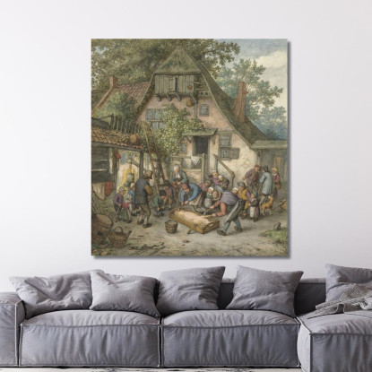 Scuoiatura Del Maiale Adriaen van Ostade avo45 quadro stampato su tela