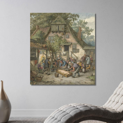 Scuoiatura Del Maiale Adriaen van Ostade avo45 quadro stampato su tela