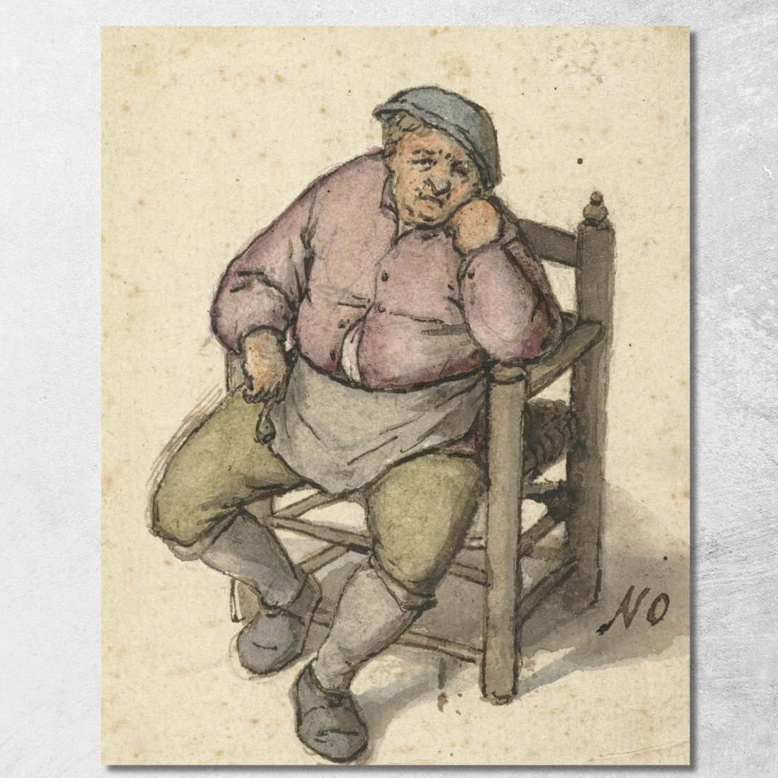 Uomo Seduto Con Una Pipa Adriaen van Ostade avo46 quadro stampato su tela