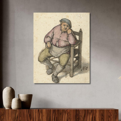 Uomo Seduto Con Una Pipa Adriaen van Ostade avo46 quadro stampato su tela