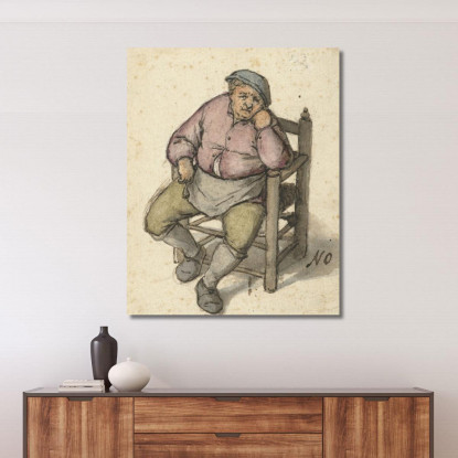 Uomo Seduto Con Una Pipa Adriaen van Ostade avo46 quadro stampato su tela