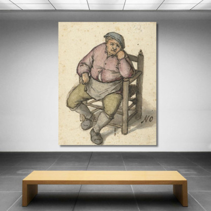 Uomo Seduto Con Una Pipa Adriaen van Ostade avo46 quadro stampato su tela