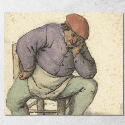 Uomo Seduto Con Il Piede Sinistro Su Una Stufa Adriaen van Ostade avo47 quadro stampato su tela