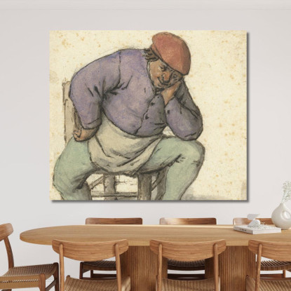 Uomo Seduto Con Il Piede Sinistro Su Una Stufa Adriaen van Ostade avo47 quadro stampato su tela