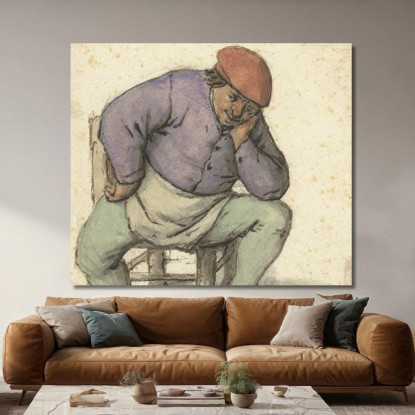 Uomo Seduto Con Il Piede Sinistro Su Una Stufa Adriaen van Ostade avo47 quadro stampato su tela