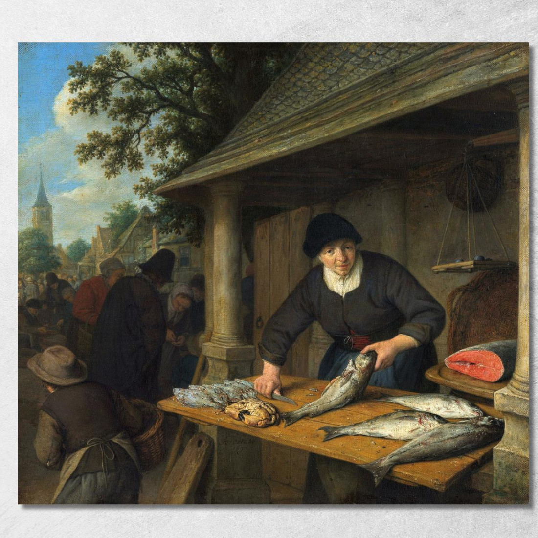 La Pescivendola Adriaen van Ostade avo53 quadro stampato su tela