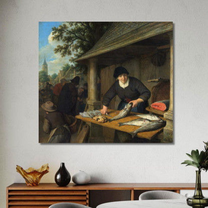 La Pescivendola Adriaen van Ostade avo53 quadro stampato su tela