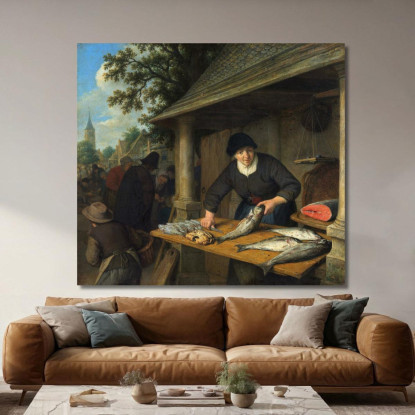 La Pescivendola Adriaen van Ostade avo53 quadro stampato su tela