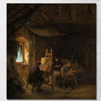 Lo Studio Del Pittore Adriaen van Ostade avo56 quadro stampato su tela