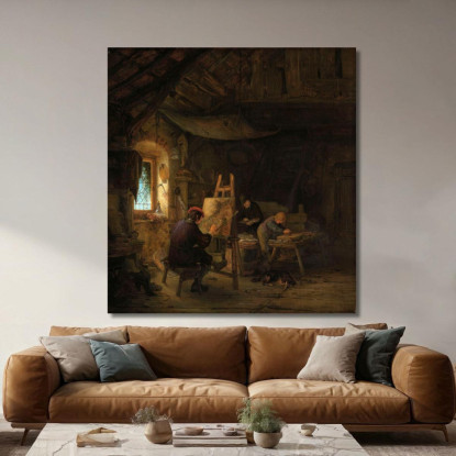 Lo Studio Del Pittore Adriaen van Ostade avo56 quadro stampato su tela
