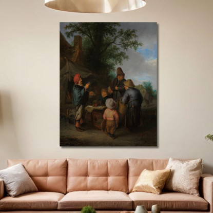 Il Ciarlatano Adriaen van Ostade avo57 quadro stampato su tela