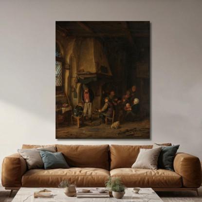 I Pattinatori: Contadini In Un Interno Adriaen van Ostade avo58 quadro stampato su tela