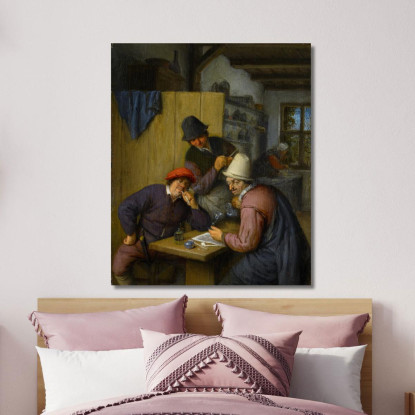 Tre Contadini Che Bevono E Fumano In Una Taverna Adriaen van Ostade avo60 quadro stampato su tela