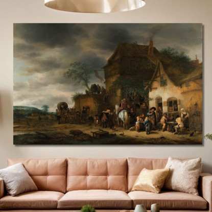 Viaggiatori Fermati In Una Locanda Di Campagna Adriaen van Ostade avo63 quadro stampato su tela