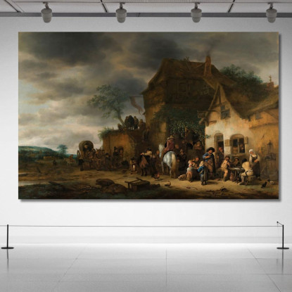 Viaggiatori Fermati In Una Locanda Di Campagna Adriaen van Ostade avo63 quadro stampato su tela
