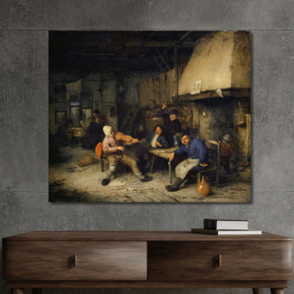 Violinista E Contadini Che Bevono In Una Taverna Ii Adriaen van Ostade avo65 quadro stampato su tela