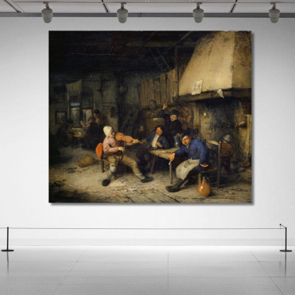 Violinista E Contadini Che Bevono In Una Taverna Ii Adriaen van Ostade avo65 quadro stampato su tela