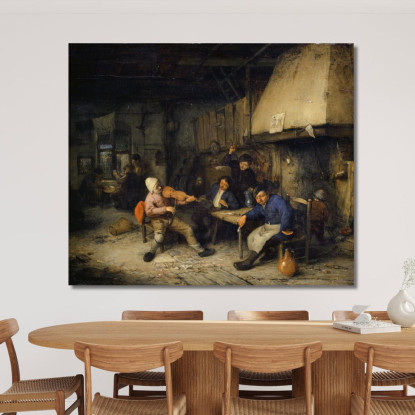 Violinista E Contadini Che Bevono In Una Taverna Ii Adriaen van Ostade avo65 quadro stampato su tela