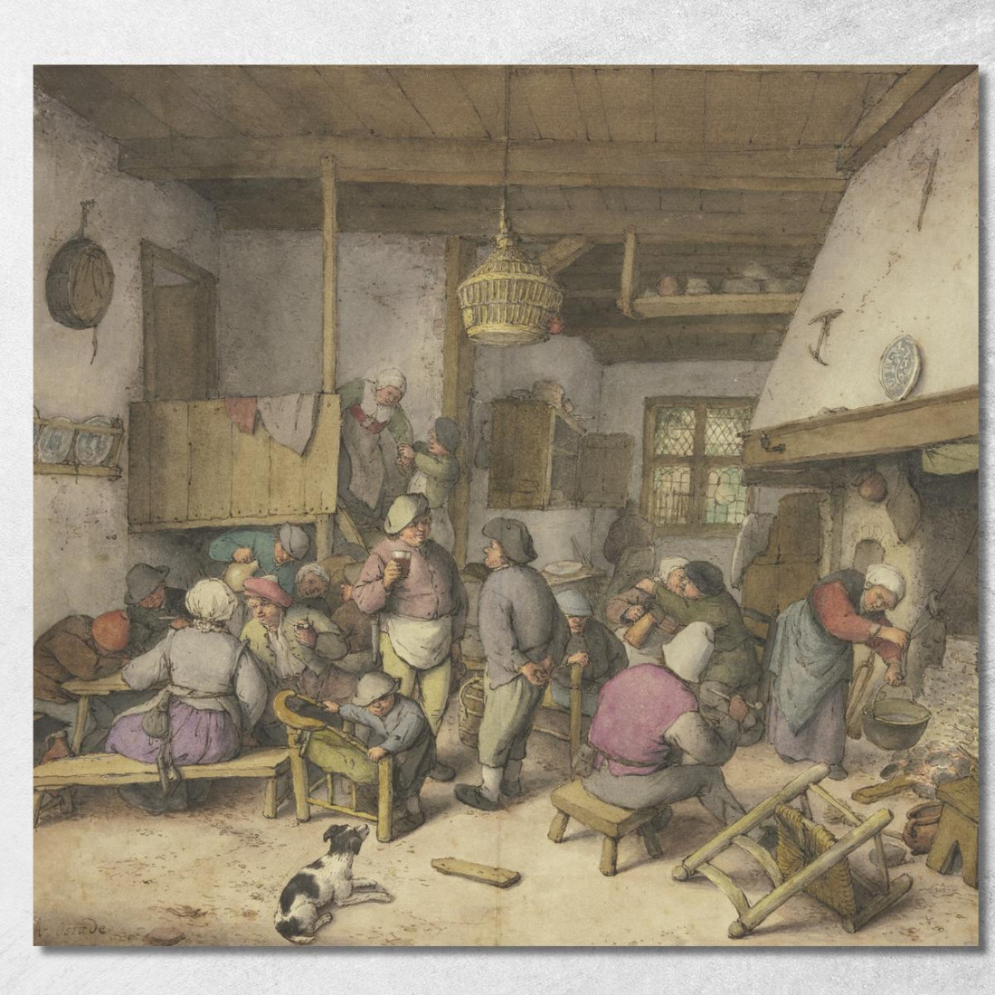 Interno Di Una Locanda Con Contadini Che Fumano Bevono E Flirtano Adriaen van Ostade avo66 quadro stampato su tela