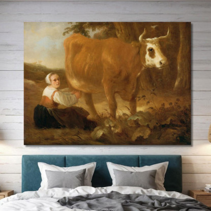 Una Lattaia Con Una Mucca Aelbert Cuyp acu2 quadro stampato su tela
