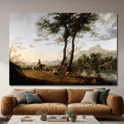 Una Strada Vicino A Un Fiume Aelbert Cuyp acu3 quadro stampato su tela