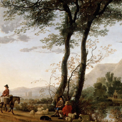 Una Strada Vicino A Un Fiume Aelbert Cuyp acu3 quadro stampato su tela