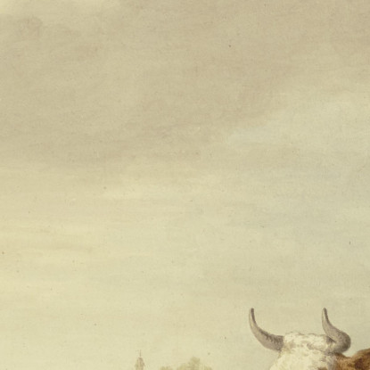 Mucche E Pecore In Un Prato In Lontananza Una Città A Sinistra Una Mungitrice Aelbert Cuyp acu7 quadro stampato su tela