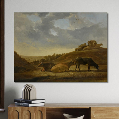 Bestiame In Un Paesaggio Arcadico Olandese Aelbert Cuyp acu8 quadro stampato su tela