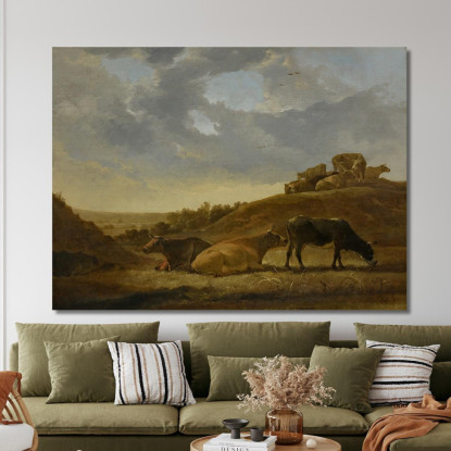 Bestiame In Un Paesaggio Arcadico Olandese Aelbert Cuyp acu8 quadro stampato su tela