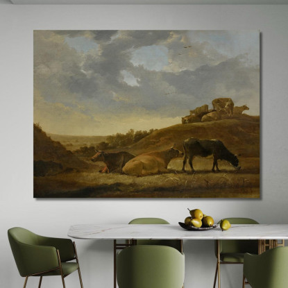 Bestiame In Un Paesaggio Arcadico Olandese Aelbert Cuyp acu8 quadro stampato su tela